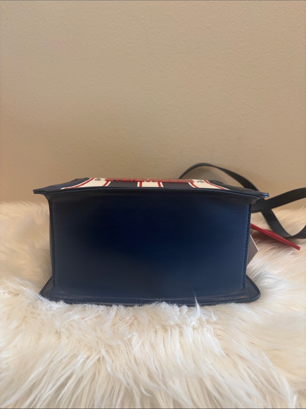 Steve Madden Red, White & Blue Top-Handle Bag Bevlynn Stripe Satchel W/ Star βοΈ - Picture 7 of 13